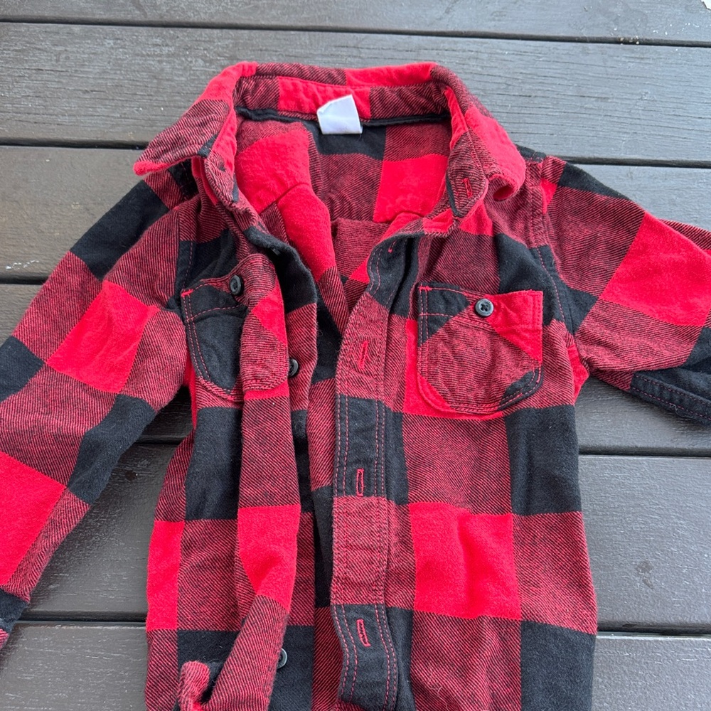 Red and Black Plaid Flannel Shirt